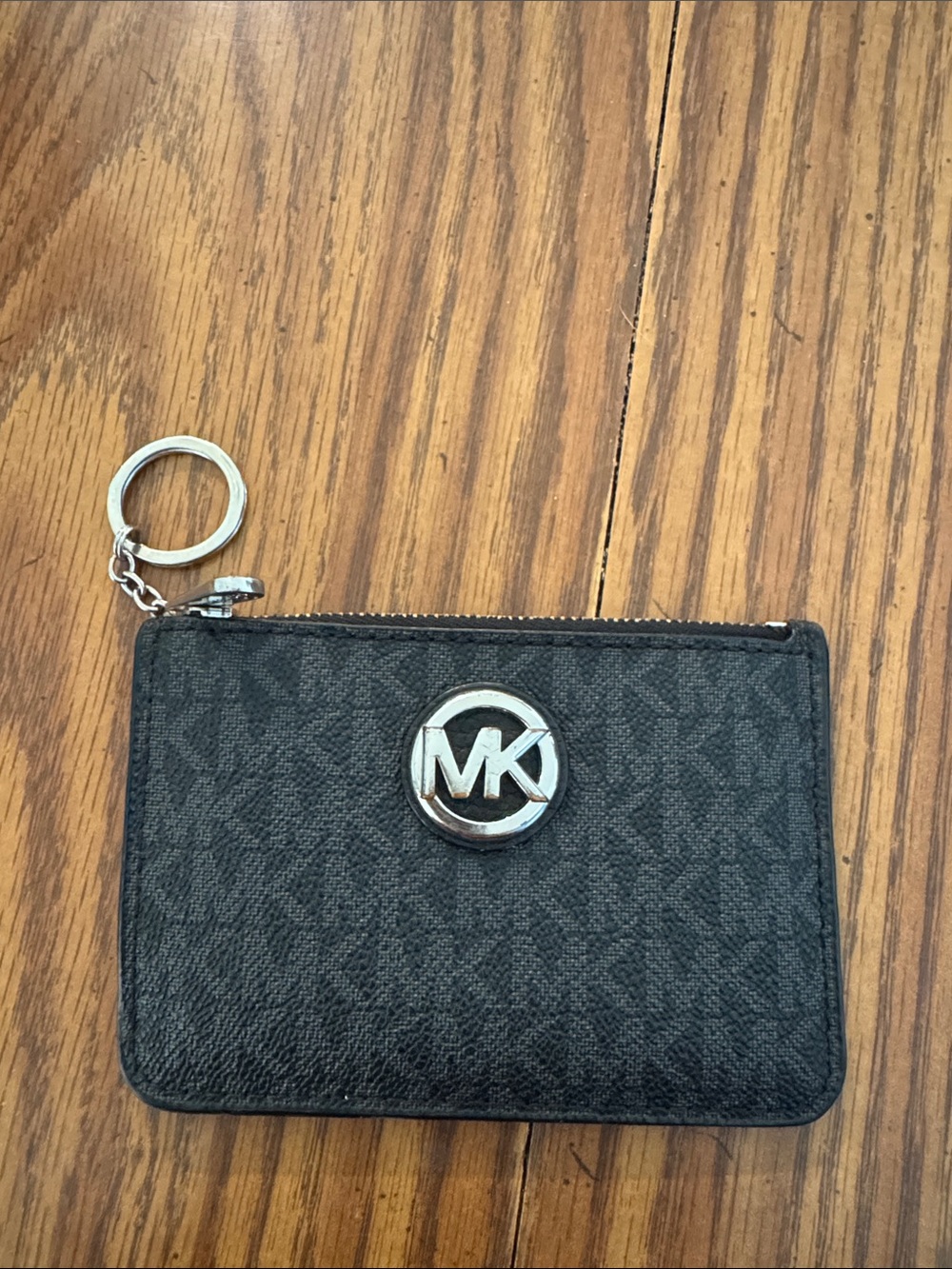 Michael Kors Black Signature MK Coin Pouch with Keyring